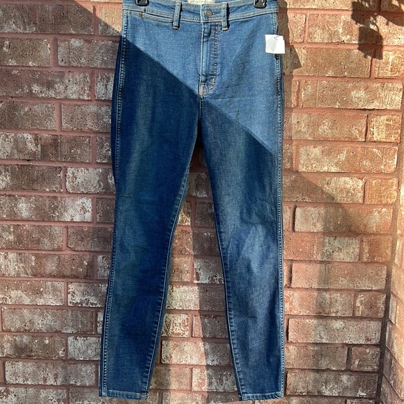 New! Everlane The way High Clean Front Skinny Jeans Mid Blue Size 28 - Picture 3 of 14